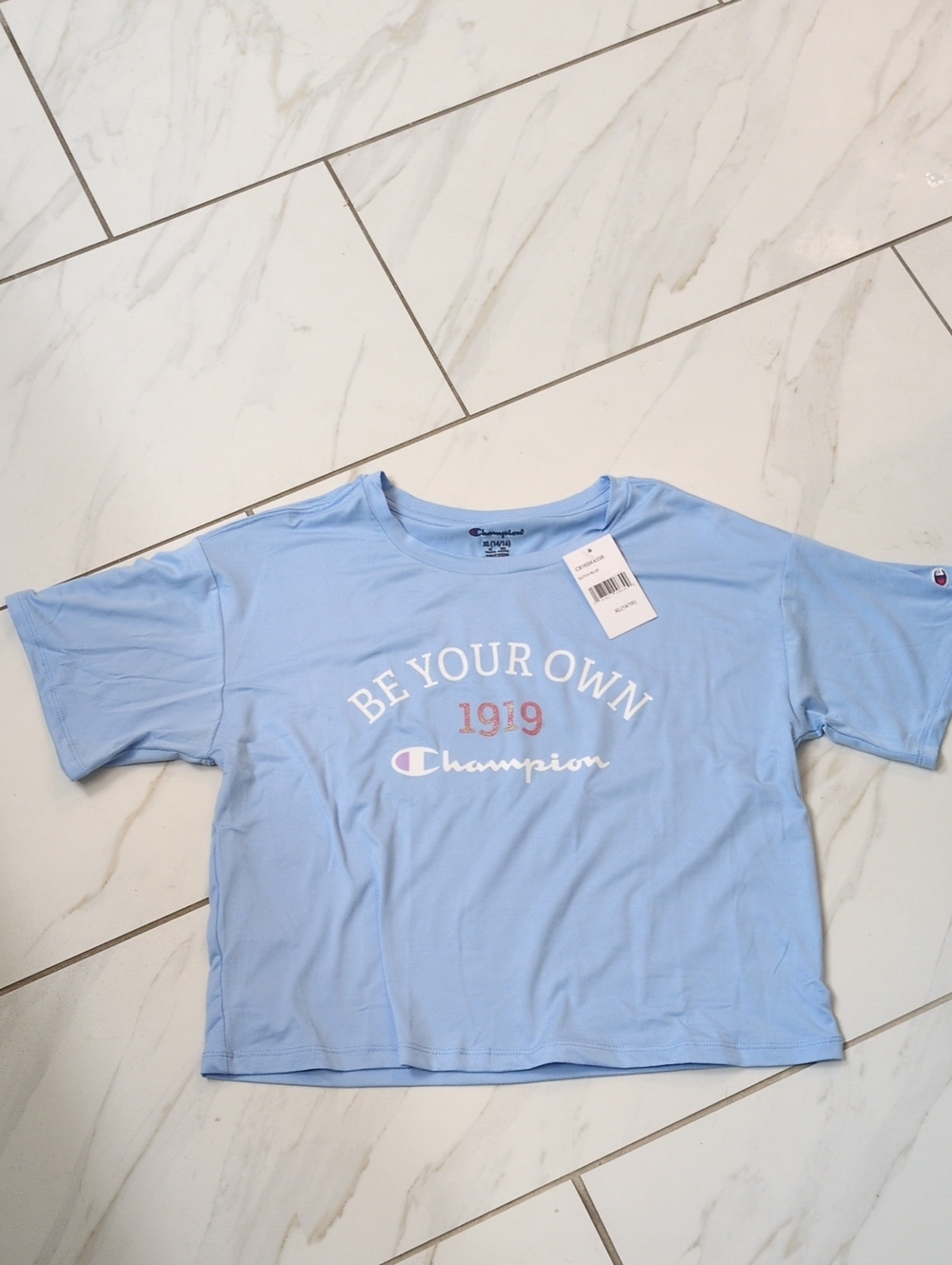 NWT Champion Light Blue 'Be Your Own' Crop Top